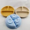 Piastre per neonato resistente al morso resistente al design diviso di aspirazione per bambini silicone rotondo per cucina