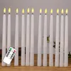 12 Stuks Geel Flikkerende Afstandsbediening Led Kaarsen Plastic Vlamloze Afstandsbediening Taper Kaarsen Bougie Led Voor Etentje Decoration281t