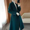 Reversibel Wool Coat Women's 2023 Autumn Winter New Mid-Längd Korean Version of the Loose Bathrobe Lace-Up Woolen Jacket