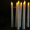 50pcs Led battery operated flickering flameless Ivory taper candle lamp candlestick Xmas wedding table Home Church decor 28cmH S278a