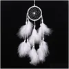 Mobiles Wholesale Feather Dream Catcher White Black Rainbow Fur Children Room Decoration Car Hanging Accessories Kids Gifts Drop Deliv Otscy