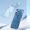 Coque magnétique originale en cristal dur pour iPhone, compatible modèles 13, 12, 11, 14 Pro Max, XSMAX, XR, XS, SE, 7, 8 Plus, Magsafe, chargement sans fil, couverture transparente