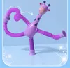 Suction cup giraffe ever-changing luminous cartoon telescopic children's baby educational parent-child interactive stretch tube decompression toy