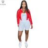 Kvinnorjackor Vazn 2023 Autumn Winter Baseball Solid Pu läderduk High-End Young Casual Full Sleeve Sweet Women Slim Short Outwears