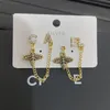 Designer Women Dangle Earrings Charm 18K Gold Plated Chain Earrings Fashion Party Jewelry Family Love Gift Diamond Earrings Design for Women Jewelry Wholesale