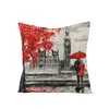 Pillow Case 2023 Luxury Lover Couple Red Pillowcase Eiffel Tower Paris Oil Painting Soft Sofa Double Bed Cushions Love River