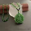 Pendentif Colliers Rétro Chinois GuanYin Bouddha Vert Jade Vintage Amulette Femme Pour Femme Homme À La Mode Cadeaux Bijoux