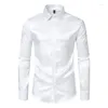 Chemises décontractées pour hommes 2023 Automne / Hiver Chemise à manches longues Satin Discothèque Performance Robe Hommes