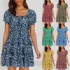 Casual Kleider Kleider für Frauen Plus Size Sexy Sommer Plissee Ärmel Ausschnitt Print Kleid Minikleid Sommerkleid Boho Herbst Kleider für Frauen 230424