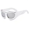 Sunglasses Fashion Blue Mirror Y2k For Women Vintage Oversized Cat Eye Sun Glasses Men Hip Hop Punk Eyewear Female Shades