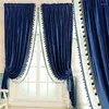 Curtain European Style Luxury Retro Curtains For Living Room Dining Shading Heat Insulation Velvet Tulle Valance