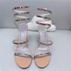 2024 Schapenvachtleer Sandalen Stiletto Hoge hakken kleurrijke diamant zomer peep-toe open tenen flip-flops slangen slang smalband maat 34-43