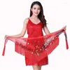 Scene Wear Female Belly Dance Hip Scarf Midje kedja Öva Tassels Triangel Thanddukskläder Wild