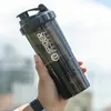 Water Bottles 3 Layers Bottle Whey Protein Powder Shake Cup Large Capacity Water Bottle Mixing Shaker Mixer Cup Body-Building Exercise Bottle 230422