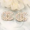 Tiny Stud Küpeler 18K Altın Kaplama 925 Gümüş Lüks Marka Tasarımcıları Stud Famous Women Round Crystal Rhinestone İnci Küpe Düğün Partisi Jewerlry