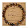 Kalikowate kamienne kamieniem tygrysy Kulki Eye Hematit Bransoleta MES Karta Kraft Paper Jewelry Nce Reiki Buddha Modlitwa Yoga For D Dhgarden Dh7pf