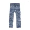 Jeans maschile strappati in difficoltà per gli uomini dritti di danno arricciati spazzolati dritti asciugamani hip hop streetwear kpop pantaloni in denim coreano