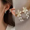 Ohrstecker, exquisiter Opal, Blumenblatt, für Frauen, Strass, geometrisch, oval, quadratisch, Ohrring, Mädchen, Trend, Party, Ohrschmuck