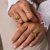 Bröllopsringar Aide Presale Solid Gold Jewelry 9K/10K/14K/18K/24K Gold Cool Twisted Snake Justerbara ringar för kvinnor Lyxig fest öppen ring 231124