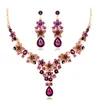 Luxury Purple Green Blue Crystal Star Rhinestone Bridal Jewelry Set Women Bride Necklace Earrings Wedding Jewelry Set