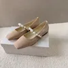 Kvinnor Pearl Deersskin Mary Jane Shoe Fairy Princess Shoes Luxury Brand Designer Högkvalitativ balettlägenhet Gent Single Single