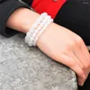 Braccialetti di agata bianca naturale del filo 6mm 8mm 10mm perline gemma pietra braccialetto fortunato elastico per donna uomo regali semplici gioielli di fascino