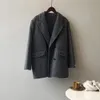 Korean version temperament double-sided coat suit women's 2023 autumn and winter new double-breasted wool coat