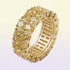Pierścienie hip -hop biżuteria moda mężczyźni Klasa jakość klastra bling cyrkon Pierścienie 18k złota platowany żółty CZ Pierścień dla mężczyzn Women31585181295293