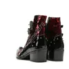 2024 High Heels Leather Ankle Boots Men Iron Toe Buckles Zip Black Red Punk Motorcycle Short Boots for Man, Big Sizes