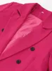 Женские смешанные розово-красные двубортные длинные пальто с лацканами и длинными рукавами, модная женская осенне-зимняя элегантная офисная женская одежда 231123