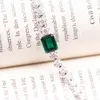 Lab Grown Emerald Moissanite Tennis 8X10mm Zambian Emeralds With 4.0Mm VVS Diamond White Gold Bracelet GRC