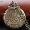 Pocket Watches Ce And Snow Moose Embossed Pattern High Quality Quartz Watch Vintage Chain Necklace Pendant Gift For Men Women