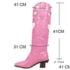 Boots varumärke mode colorf love heart ridding western för kvinnor cowgirl cowboy chunky häl