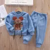 Pyjamas enfants enfant en bas âge ensemble dessin animé lapin pyjamas bébé garçon fille flanelle chaud vêtements de nuit hauts pantalons 2 pièces automne hiver vêtements décontractés 231124