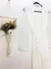 Kvinnors sömnkläder Vit brud Silkklänning med pärlor Sträng ärmar Robe Satin Boudoir Bröllopsklänning Golvlängd Kvinnors lyxkläder