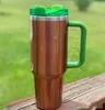 수박 달빛 텀블러 Quencher H2.0 40oz Tumblers Cups Coffee Mugs 컵 실리콘 핸들 뚜껑과 밀짚 핑크 커피 컵 물병 DHL