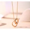 V Gold High Edition Double Ring Halsband Kvinnors nya Buckle Roman Letter Pendant Rose Transit Bead Collar Chain Luxury Designer Jewelry Ti Co Ubeh