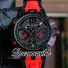 45 mm Spider RDDBEX0974 Skeleton zwarte wijzerplaat Automatisch herenhorloge Saffierkristal Koolstoflegering Zwarte DLC-kast Rode lederen band Horloges Timezonewatch E111B2