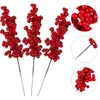 Decorative Flowers 8 Pcs Christmas Red Fruit Artificial Berries Plant Garland Vase Party Decor Leaves Bouquet Flower