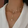 Brins cordes ashiqi réel s925 argent sterling argent naturel en eau douce perle collier de collier pour femmes 230422