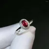 Cluster anneaux Ruby Ring Fine Jewelry solide 18k Nature Nature rouge 0,66 cm diamants pour femmes Présents
