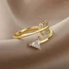 Cluster Ringe Zirkon Einstellbare Feder Ring Für Frau Edelstahl Pfeil Geometrische Finger Zubehör Schmuck Anillos Bijoux Femme