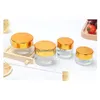 Garrafas de embalagem atacado frasco de creme de vidro 10g 15g 20g 30g 50g cosméticos bk emsion garrafa transparente / geada para cuidados com a pele com ouro l dhb0e