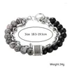 Strand Fashion Simple Pierre Givrée En Acier Inoxydable Chaîne Combinaison Bracelet Pour Hommes Exquis Géométrique Poignet Accessoires Bijoux