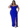 Robes grande taille 2023 Sexy femmes robe de soirée Spaghetti col en V manches courtes côté fendu volants élégant décontracté fête