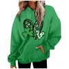 Women's Hoodies Clover Print Sweatshirt Women Fashion Long Sleeve St. Patrick's Day Hoodie Pullover Top Autumn Winter Pocket Sweater