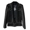 남성 정장 블레이저 가을 겨울 Chaqueta de Cuero Moto Rivet Decoration Blazer Jackets 남자 펑크 무대 검은 코트 폭격기 Hombre 의류 231123