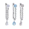 Dangle Earrings Sparking 5A Cubic Zirconia CZ Link Chain Tassel Drop Earring Geometric Round Waterdrop Enamel Charm Fashion Women Jewelry