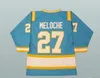 Maillots de hockey pour hommes des années 1970 CALIFORNIA GOLDEN SEALS 27 GILLES MELOCHE 7 REGGIE LEACH Maillot vintage cousu blanc bleu vert jaune alternat