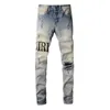 Designer Vêtements Denim Pantalons Amiiri 2023 Nouvelle Tendance De La Mode Slim Fit Petit Pied Élastique Patch Bleu Jeans Hommes Amiiri Marque De Mode Distressed Ripped Skinny à vendre